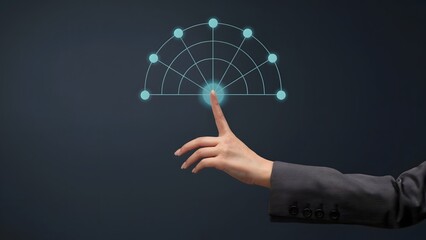 Wall Mural - A digital interface with a finger clicking on a luminous point, depicting modern connectivity and technological innovation.