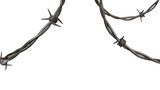 Realistic Barbed Wire Isolated on Transparent Background, Sharp Metal Fence with Spikes Symbolizing Security, Danger, Protection and Restricted Area