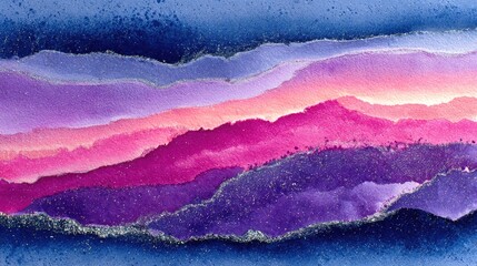 Blue and Purple Watercolor Abstract Landscape