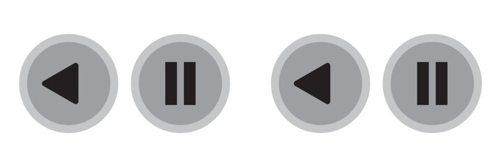 Wall Mural - media player buttons icon set, play and pause buttons sign, video audio player button symbol, vector