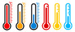 © Linda - Thermometer vector icon, temperature thermometer icon. Temperature color icon set. Weather symbol isolated on white background.