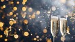 © AI Background  - Celebrate with Sparkling Champagne in Elegant Flutes Surrounded by Twinkling Lights and Festive Glittering Elements