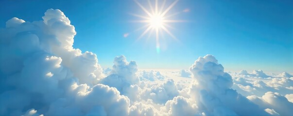 Wall Mural - A breathtaking vista of a cloudless azure sky, bathed in the golden light of a radiant sun Perfect for travel, nature, and serenity themes , summer, peaceful