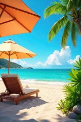 Wall Mural - A carefree summer day, sun-drenched scene featuring vibrant colors and a relaxed atmosphere Perfect for travel, vacation, and summer themes , travel, freedom, heat