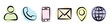 © MKIN - Contact icons. Creative colourful icon set containing phone, email, location and web symbol for website, app or business card. Transparent vector and PNG