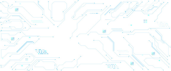 Wall Mural - Vector technology on a blue background. Abstract background with technology circuit board texture.