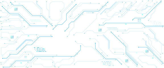 Wall Mural - Vector technology on a blue background. Abstract background with technology circuit board texture.