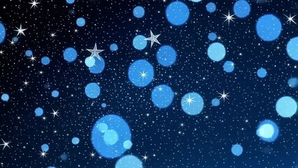 Dreamy blue bokeh and twinkling stars create a magical, serene night sky background for your project