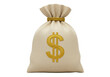 © Lily - Isolated money bag with dollar sign, concept of financial success and investment gain