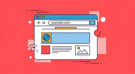 website browser interface with search bar and content layout for web design and development projects