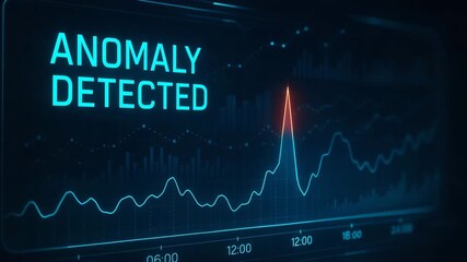 A close-up view of a digital screen showing an anomaly detected in data analysis, highlighting unusual activity in a graph.