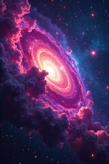 Wall Mural - Vibrant Galaxy Nebula Swirling Cosmic Dust and Gases in a Breathtaking Celestial Landscape, Perfect for Astronomy, Science Fiction, and Space Exploration Projects