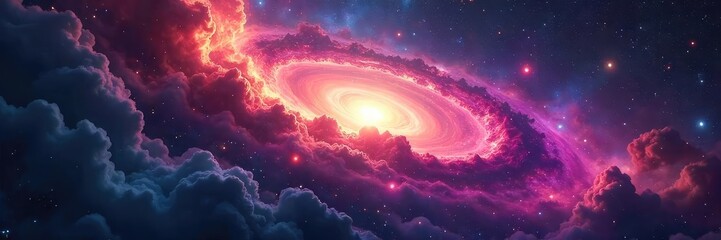 Wall Mural - Swirling Cosmic Nebula A Vibrant Tapestry of Light Years and Profound Mystery, Reflecting the Universes Silent Grandeur
