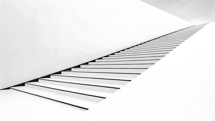  Minimal abstract architecture with long white staircase perspective
