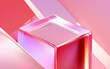 © fanjianhua - Shiny pink transparent cube with modern abstract background