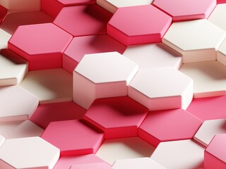 Wall Mural - Colorful Hexagonal Tiles in Shades of Pink Create a Unique Pattern