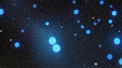 Dynamic cosmic galaxy with vibrant blue nebulae and sparkling stellar lights creating a dreamy scene