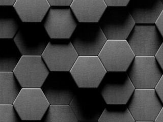 Wall Mural - Hexagonal Pattern Design in Shades of Black and Gray