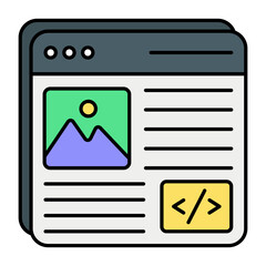 Web Design and Development or graphics Design Color Outline Icons Pack and Illustrations  