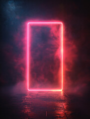 Wall Mural - An abstract background with brightly colored neon frame. 