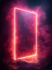 Wall Mural - An abstract background with brightly colored neon frame. 
