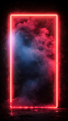 Wall Mural - An abstract background with brightly colored neon frame. 