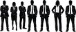 © Sihab Creatives - Silhouettes of Diverse Business Professionals in Formal Attire Standing Confidently, Representing Corporate Teamwork, Leadership, Inclusion, and Workplace Representation