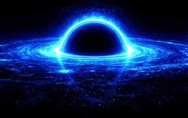 A Stunning Blue Black Hole with Surrounding Cosmic Rings