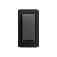 Png of closeup of a black rocker switch isolated on transparent background, commonly used in electrical appliances