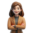 © sujon1638 - 3d cartoon businesswoman with crossed arms isolated on transparent background