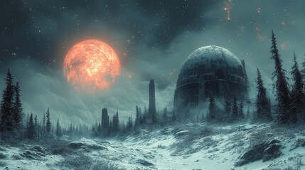 Wall Mural - The Astronomerâ€™s Forgotten Observatory (Cinematic, Ultra Realistic, 8K, Dreamlike, Mysterious Atmospher --ar 16:9 --stylize 750 --v 6.1 Job ID: 140f7c29-c731-43d9-aeb4-ee75064f9a4a