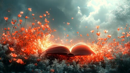 Wall Mural - The background is soft and neutral, highlighting the book's playful and creative theme --ar 16:9 --stylize 750 --v 6.1 Job ID: 14e7be38-91ca-43a7-816e-49b321c59f8d