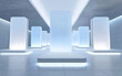 © fanjianhua - Modern and minimalist interior with glowing display stands