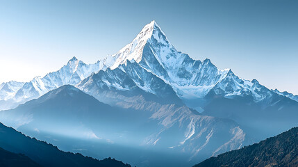 Wall Mural - Majestic Snow-Capped Mountain Peaks in Serene Landscape View