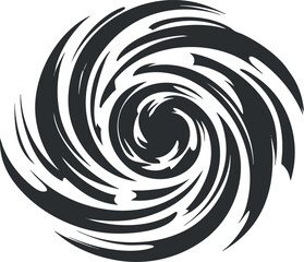 Wall Mural - Abstract swirling design featuring dynamic curves and a bold spiral pattern in black.
