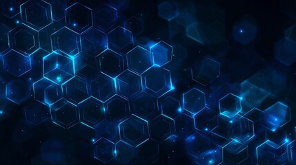 Dynamic glowing blue hexagonal network structure abstract background for technology and science