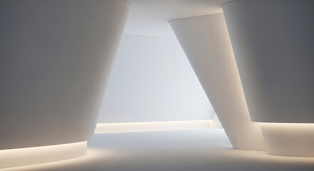Abstract architectural interior with soft diffused light creating a sense of calm and spaciousness
