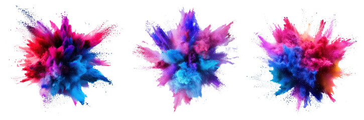 Wall Mural - PNG Vibrant colorful powder explosion, element set on transparent background