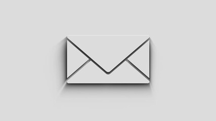 Envelope email and mail message symbol with natural shadow. Cyber technology icon loopable and seamless abstract concept. 3d light and shade object.