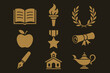 © Md Abdul Latif - Golden education and achievement icons for learning and success