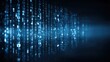 © mila103 - A digital representation of binary code is shown cascading across a dark background. The vibrant blue light adds depth and highlights the dynamic flow of data symbolizing technology and information.