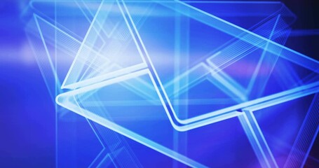 Envelope email and mail message symbol rotating on lights loopable background. Cyber technology abstract concept icon 3d seamless and loop animation.