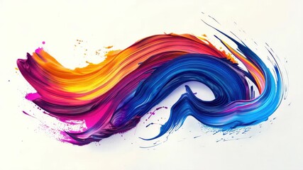 Wall Mural - A splash of colorful paint forming a dynamic and expressive design on white background.