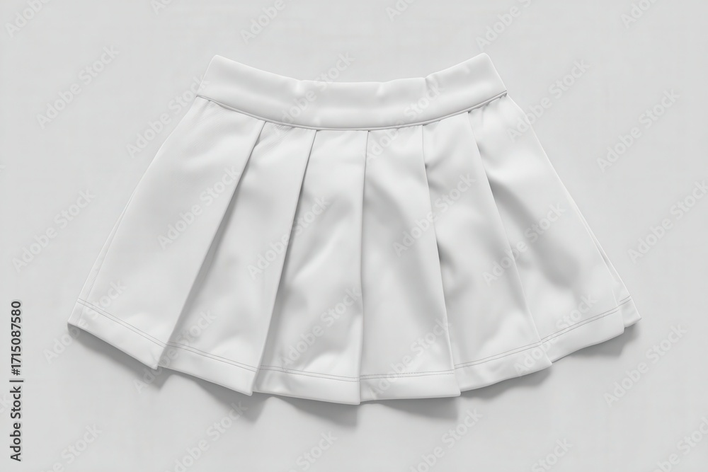 This sleek white pleated skirt is neatly arranged on a simple, neutral background. Its design showcases clean lines and a modern silhouette suitable for various occasions.