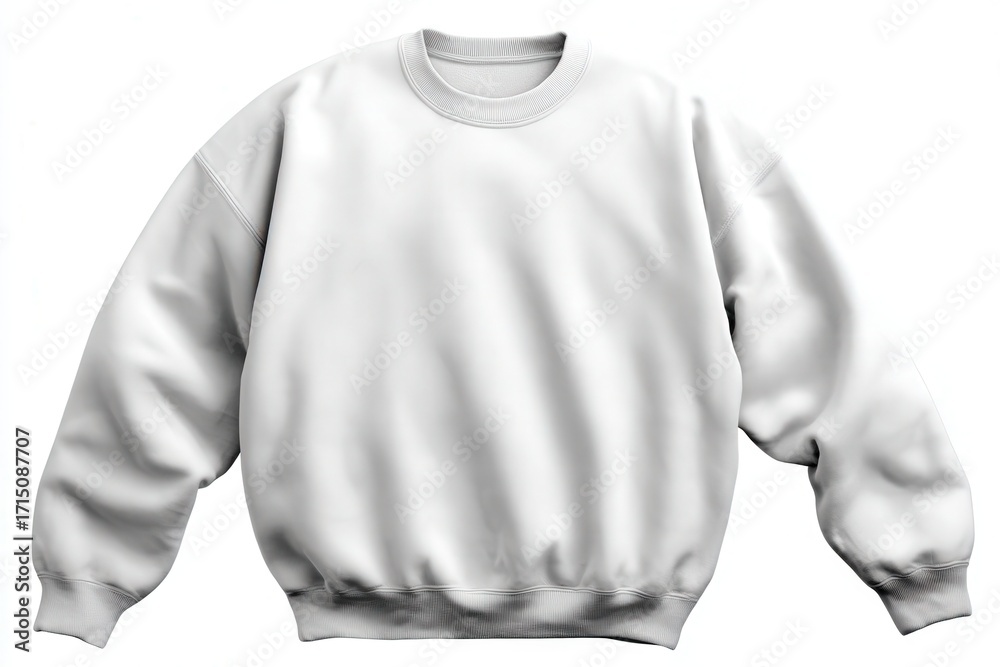 This plain white sweatshirt exhibits a simple, comfortable design featuring long sleeves and a crew neck. The soft fabric suggests warmth, perfect for casual wear throughout the year.