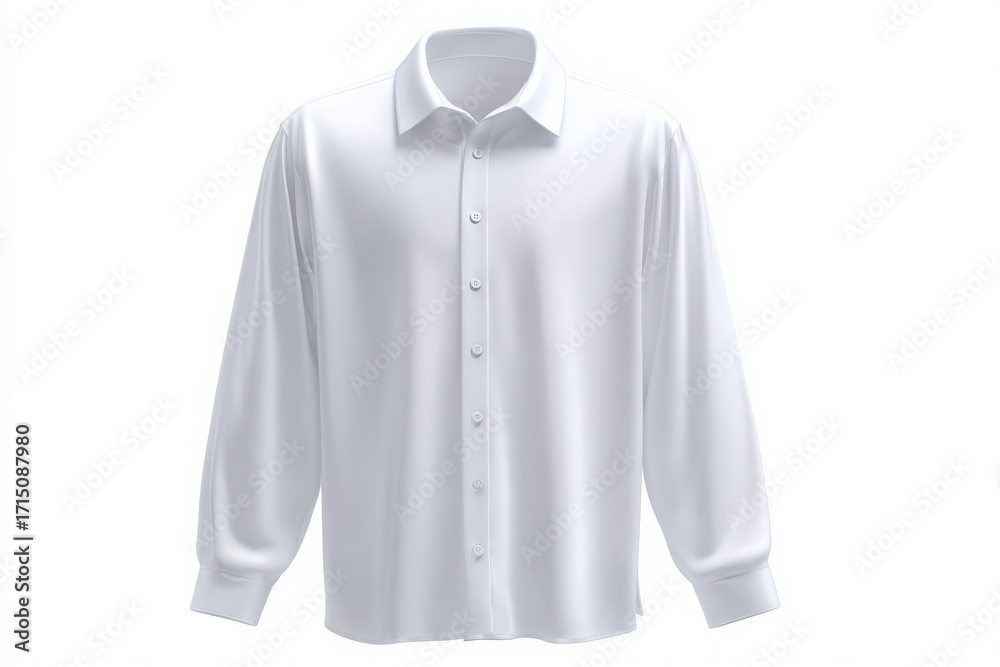 This white long-sleeve button-up shirt features a classic design, perfect for dressing up or down. Suitable for various settings, it offers versatility and timeless style for any wardrobe.