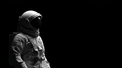 Wall Mural - Lone astronaut stands against the vastness of space, exploring the unknown frontier with courage and determination
