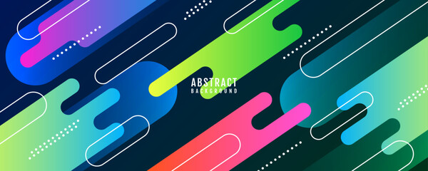 Wall Mural - Colorful abstract background overlap layer on dark space with rounded lines effect decoration. Modern graphic design element geometric style concept for web banner, art, flyer, card, or brochure cover