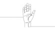 © ms25designs - Minimalist Hand Gesture: Open Palm, Continuous Line Art, White Background.