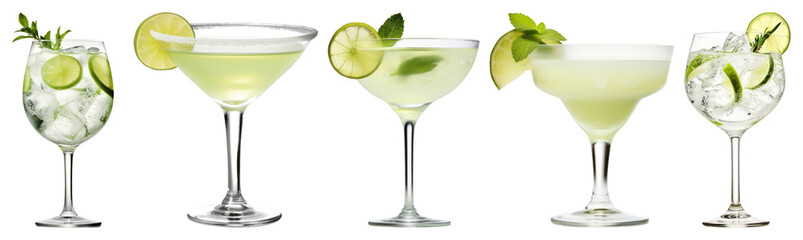 Wall Mural - PNG Refreshing lime cocktails variety, element set on transparent background
